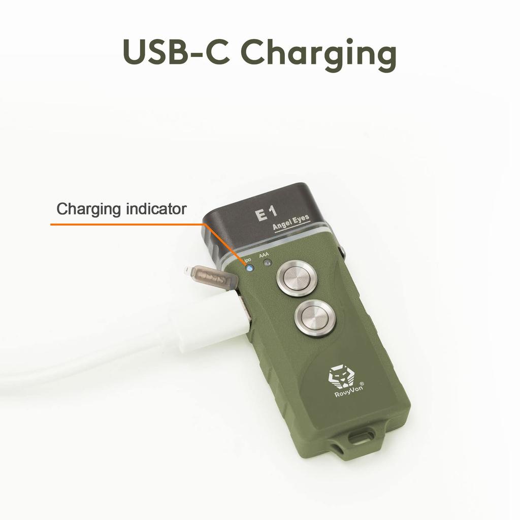 RovyVon E1 Hybrid Flat Keychain 500 Lumens USB C Rechargeable EDC Powered by or Replaceable IPX7 Waterproof for and Emergency Use Flashlight,