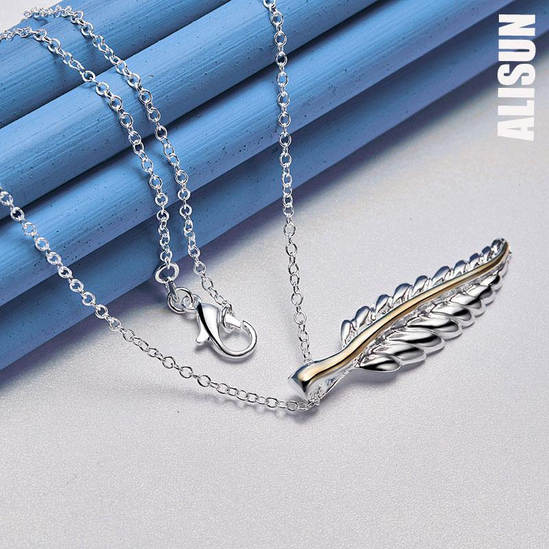 

Ожерелье с подвеской в виде пера из стерлингового серебра 925 пробы, модные свадебные украшения O-45CM