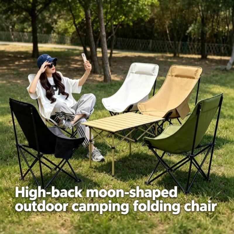 Folding Moon Chair Heavy Duty Lightweight 16mm Thick Frame 120kg Max Load for Beach Picnic Camping Outdoor Travel