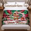 Christmas Theme Soft Blanket Personalized Custom Name Text Print Warm Blanket Home Sofa Bedroom Decor