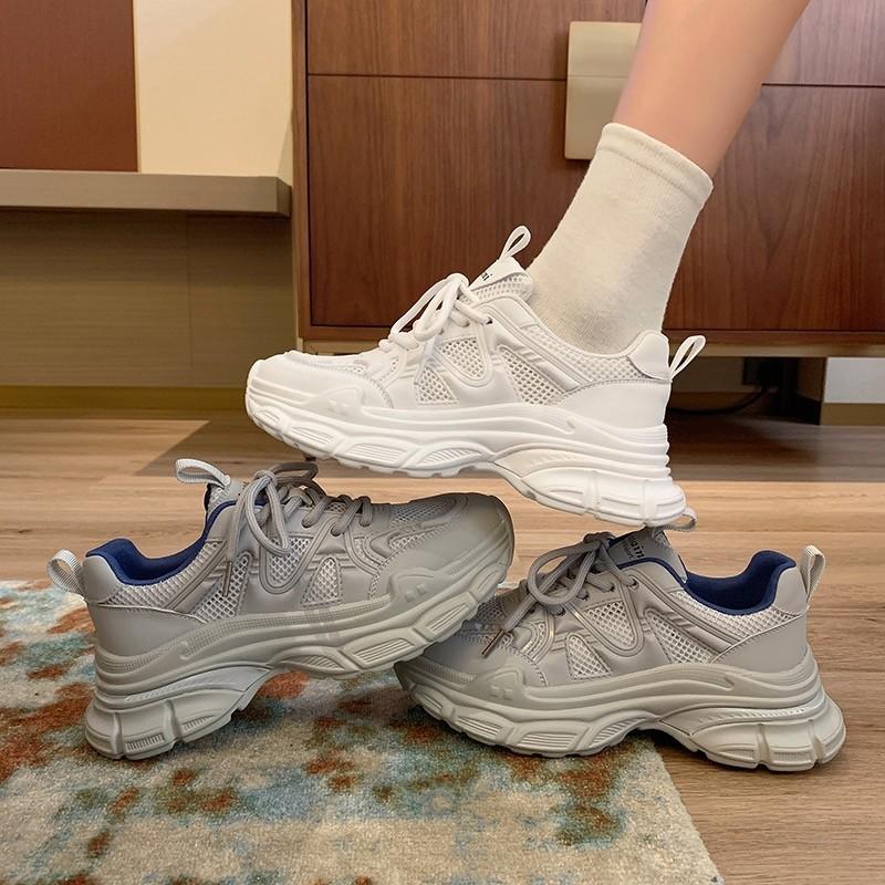 Mori chaussures de papa enfants été 2025 nouvelles chaussures en maille étudiantes maille respirante version coréenne plateforme chaussures blanches femmes