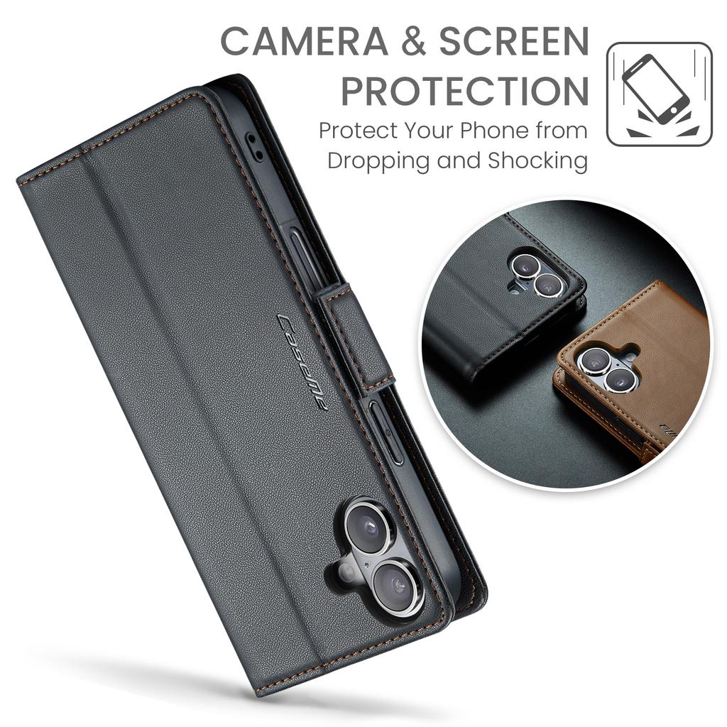 For iPhone 17 Case CASEME 023 Series RFID Blocking Glossy Stand Phone Cover