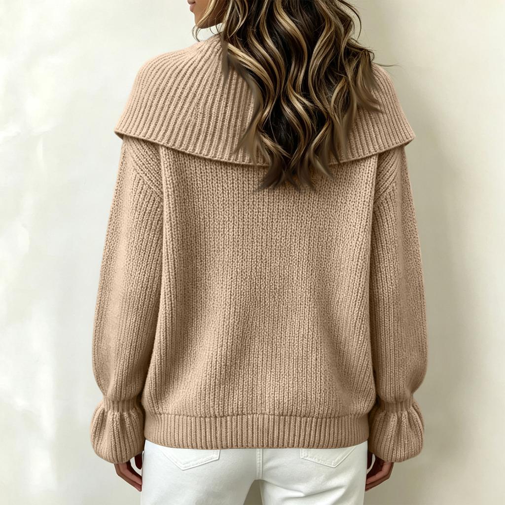 Women's Casual Ruffle Long Sleeve Pullover Sweater Top, Loose Fit for Everyday Wear
