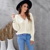 Fall and Winter Lace V-neck Loose Cropped Pullover Sweater