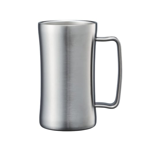Doshisha Drinking Mug, 600ml, Dishwasher Safe, Insulates Hot and Cold Beer, Vacuum Insulated, Silver