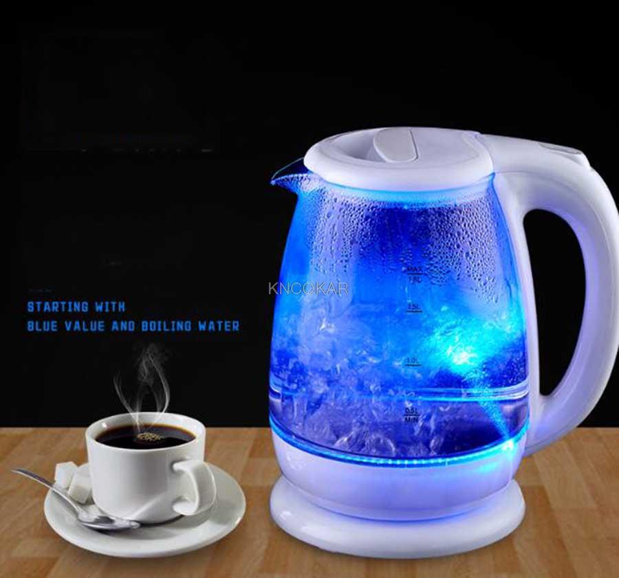 Electric kettle automatic power off household glass boiled tea, transparent blue KaiShuiHu D085 CN