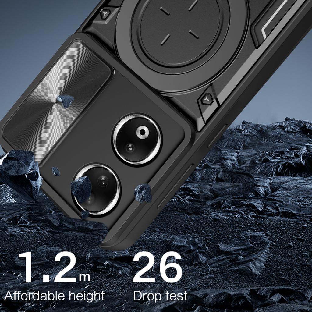 For Honor 90 Cover TPU+PC Phone Protective Shell Slide Camera Lid Kickstand Phone Case