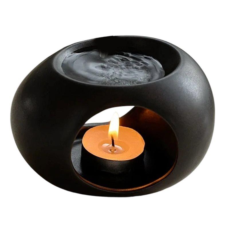 Good-Simple Black Candle Heating Holder Ceramics Essential Oil Diffuser Furnace Household Spa Aromatherapy