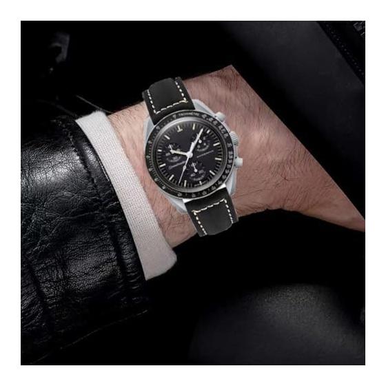 Watch Strap Leather Smart Watch Strap Watch Band Genuine Leather Strap 20mm 22mm 24mm Waterproof Silver Black Buckle Leather with Tools Quick Release