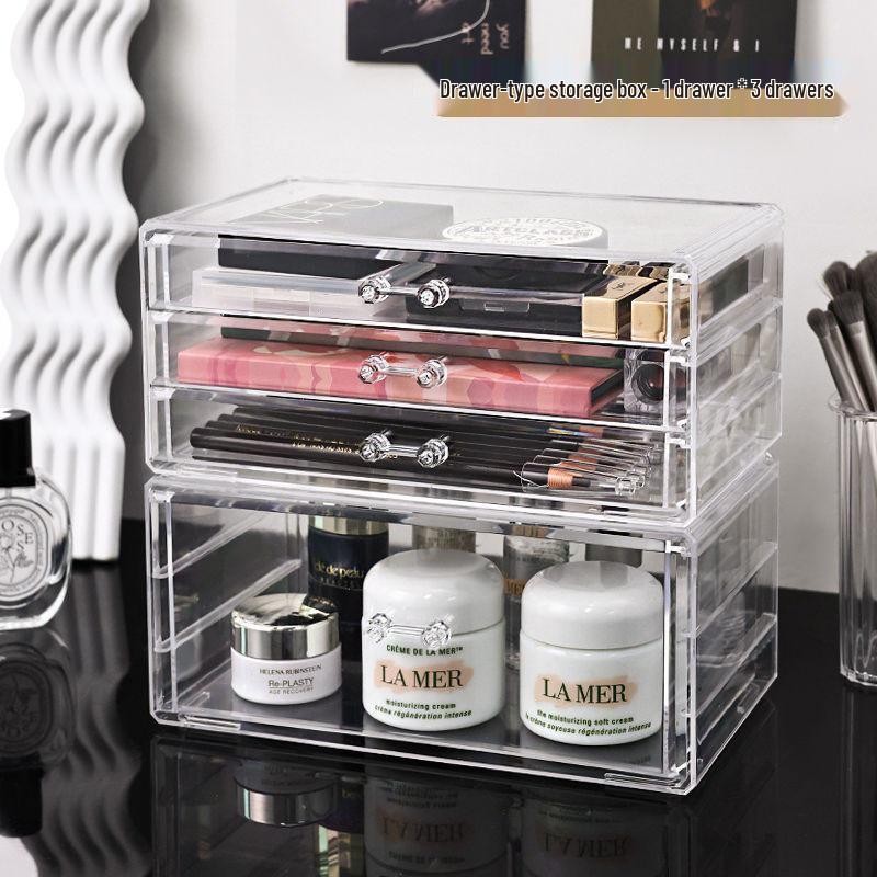 Clear Acrylic Skincare and Nail Polish Desktop Drawer Organizer