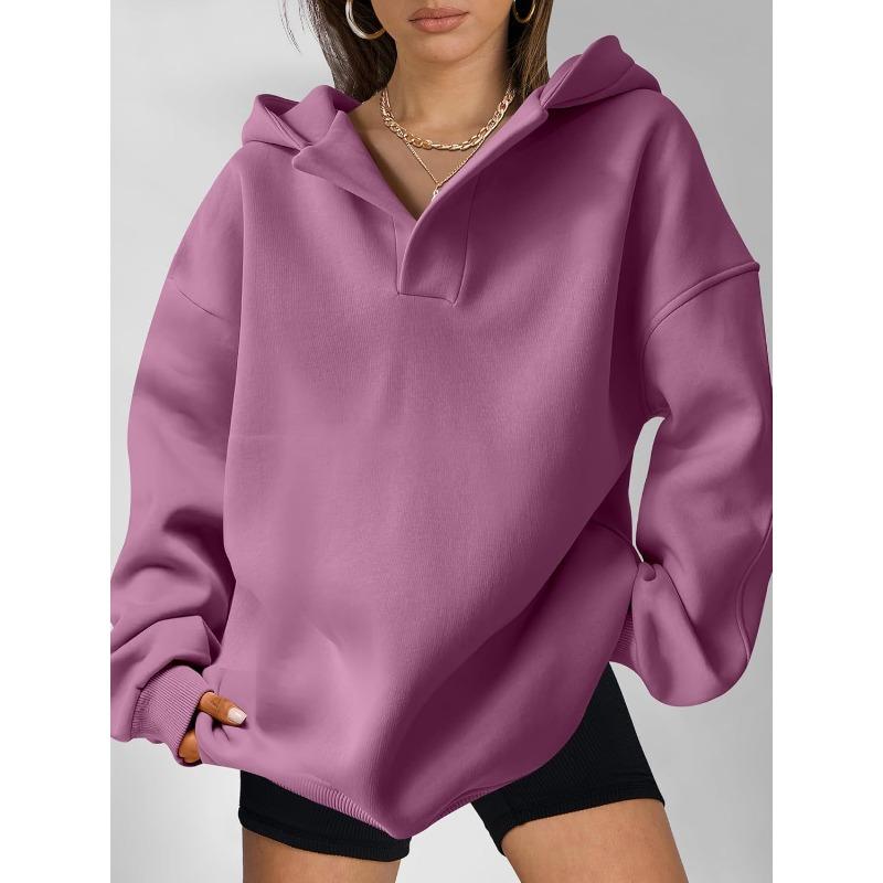 Winter Women's Sportswear Solid Color Long Sleeved Hoodie Solid Color Loose Long Sleeved Women's Hoodie