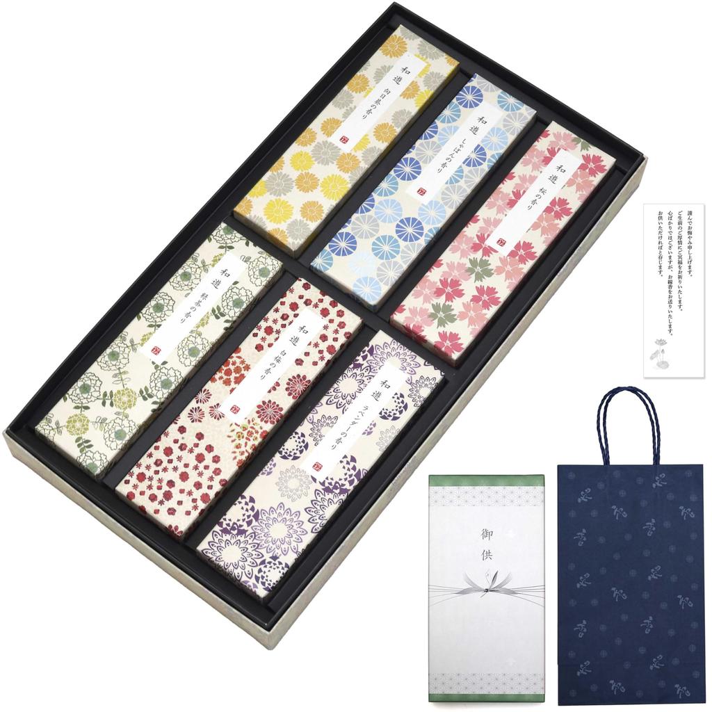 Sympathy Incense Gift for 49th 1st New Bon Festival 6 Outer Condolence Carrying Bag Made In Low Smoke Day, Anniversary, [Wayu Types, Sandalwood,