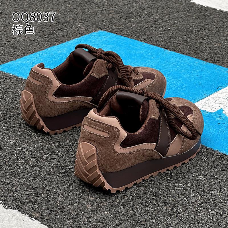 Platform-soled waffle Forrest Gump shoes spring and autumn new leather ins trendy German training casual shoes