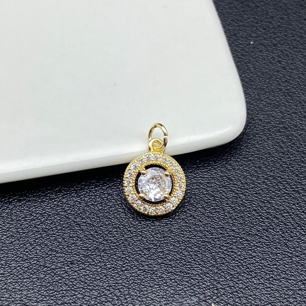 Round Zircon Diamond Pendant for DIY Crystal Jewelry and Beading Bracelet Rope.