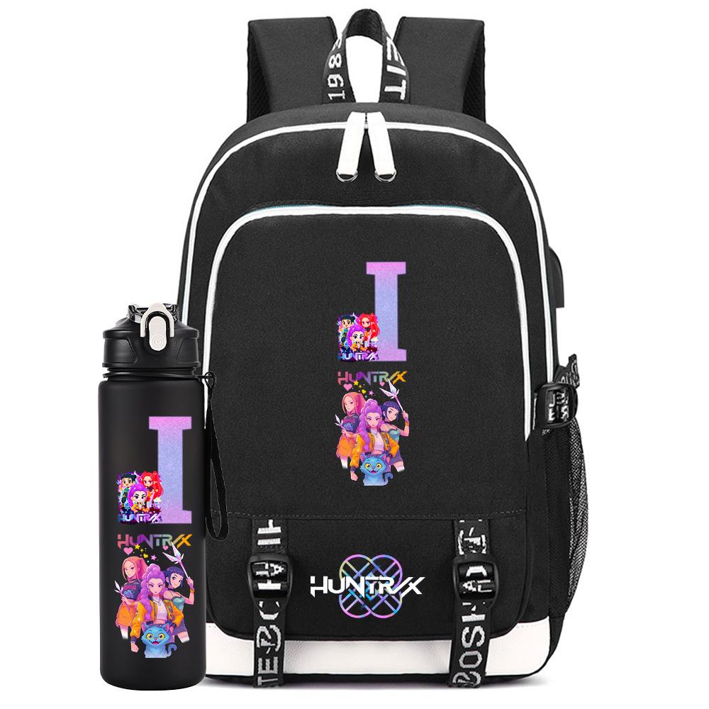 2Pcs/set Cartoon Backpack Large Capacity Bookbag With 750ml Water Bottler Laptop Student Boy Girl School Bag Travel Bag Kid Gift