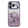 KADEM For iPhone 17 Pro Case Ring Kickstand TPU Flowers Phone Cover Gradient Glitter