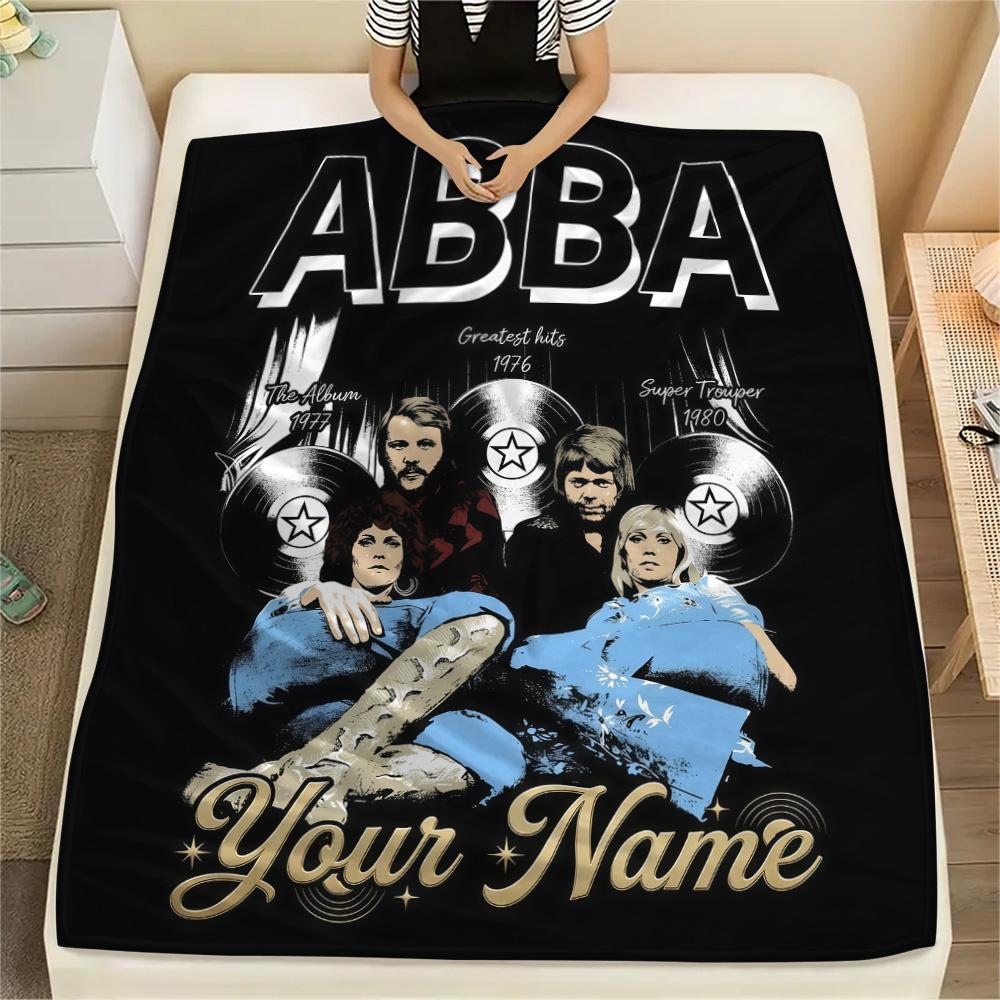1PC Custom Name ABBA The Movie Patterned Flannel Blanket Suitable For All Seasons for Home Decor Warmth and Comfort Gifts Holiday Present -HE7