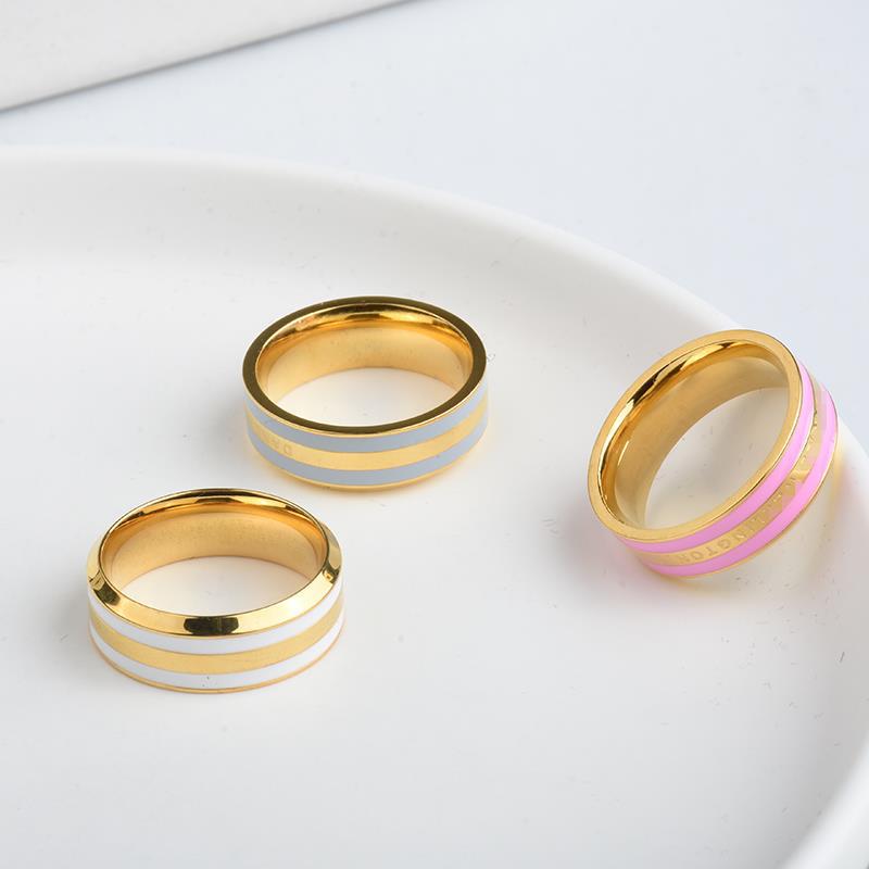 Minimalist Black Gold Titanium Steel Ceramic Ring for Couples In Japanese & Korean Style