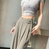 New Chinese Style 2025 Spring/Summer Women's High Waist Plus Size Wide-Leg Pants with Frog Buttons