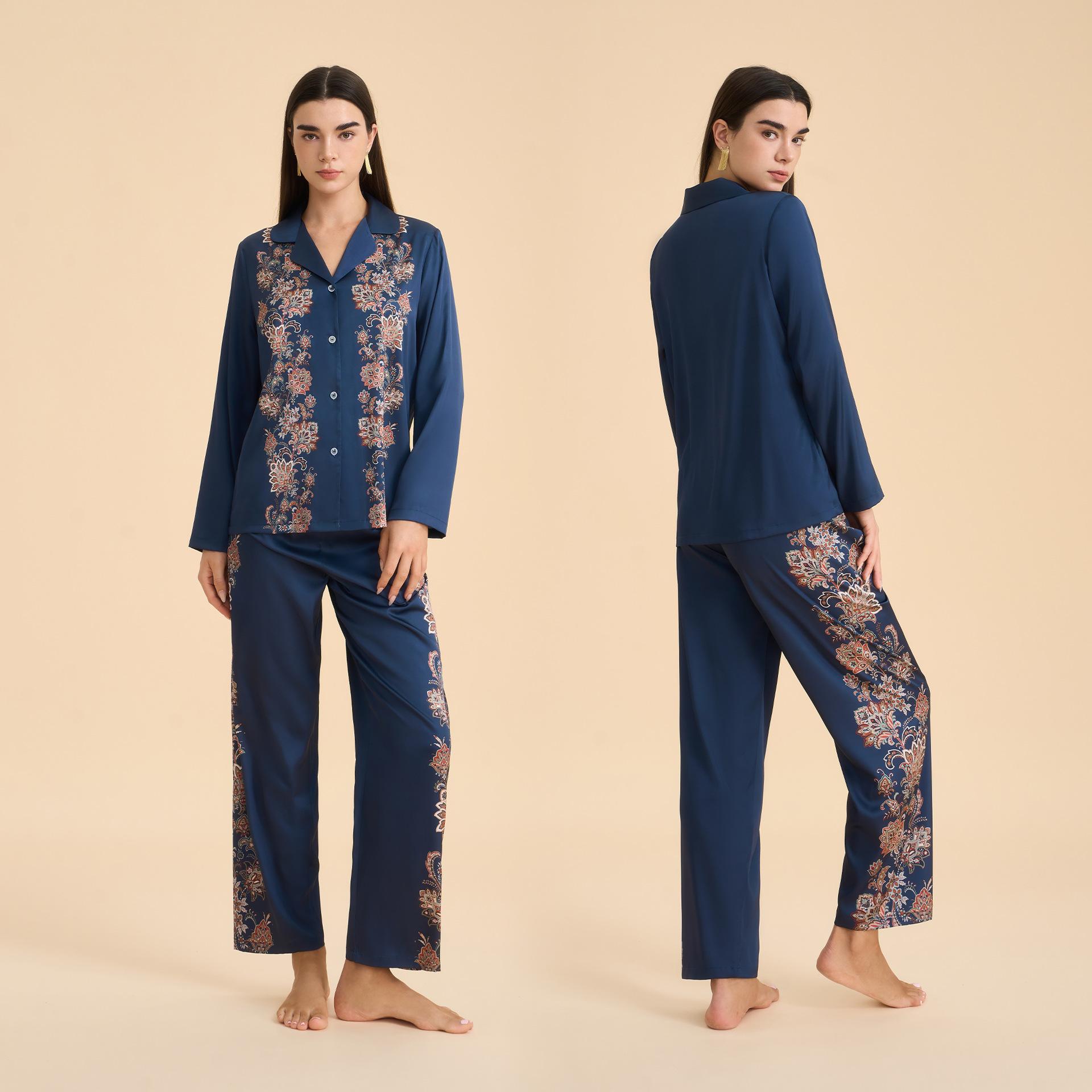 

Women s Pajama Set Soft Long Sleeve Pajamas & Long Pants Sleepwear Lounge Pjs Set for Women Satin Pajamas Set Button Down Sleepwear 2 Piece Loungewear XL