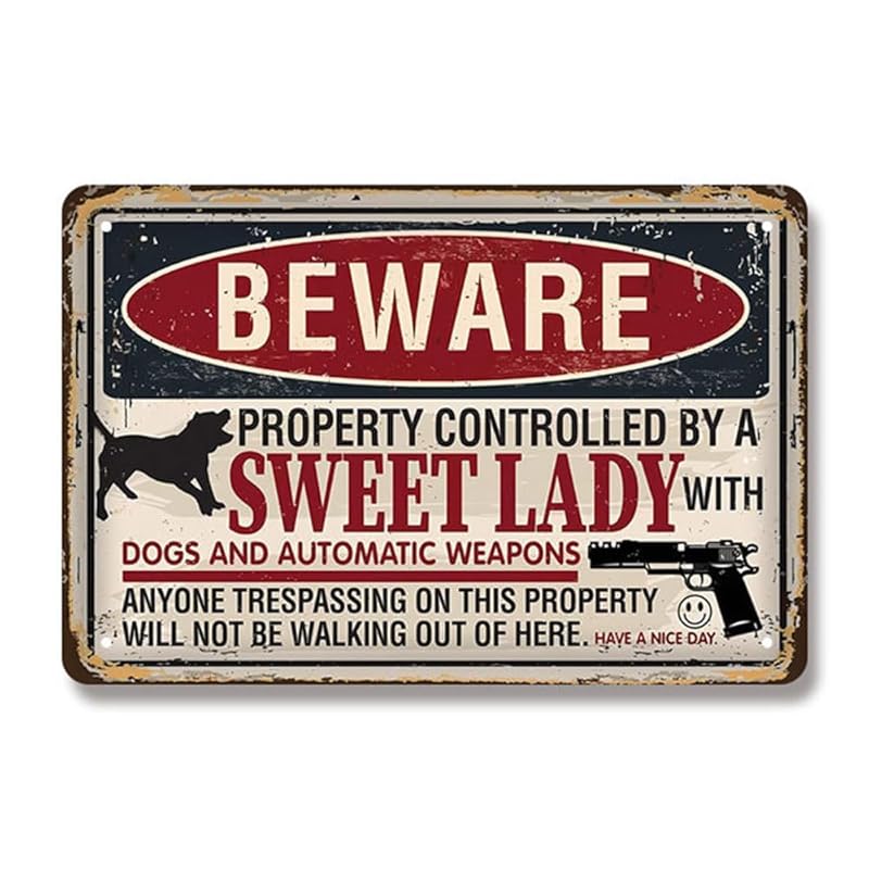 

license plate antique tin plate vintage tone gun danger WARNING pistol rifle type2