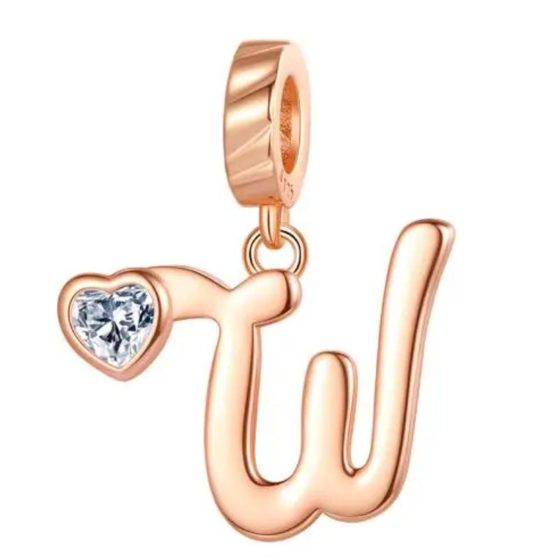 Kupfer 26 Buchstaben A-Z Alphabet Anhänger Charme Roségold Passend für Original Pan Armband Zubehör DIY Schmuck Für Frauen