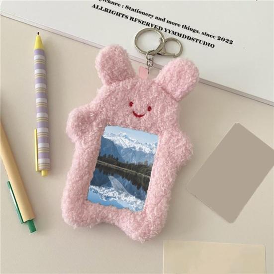 Cartoon-Katze-Plüsch-Kartenhalter, stilvoller Rucksack-Anhänger, Schlüsselanhänger, dekorative Kartenhülle, Studenten-Geschenkzubehör