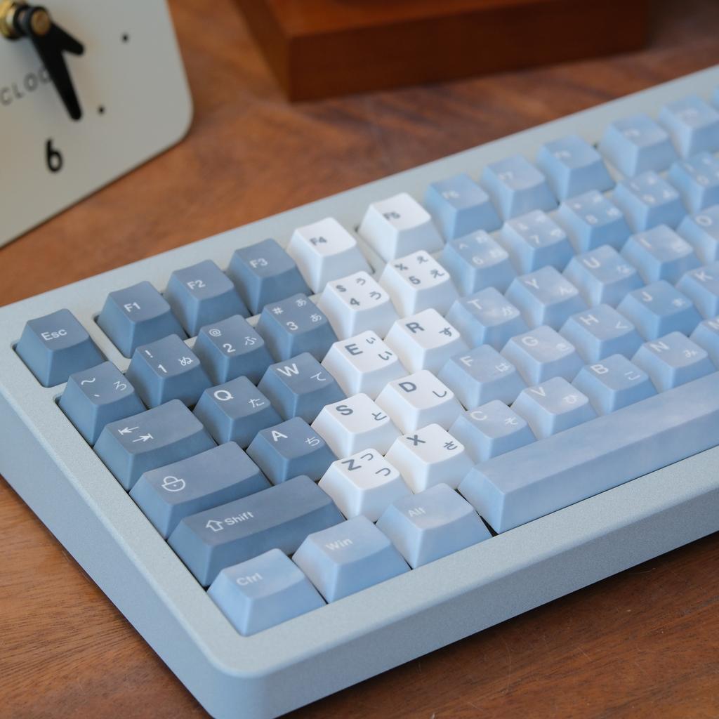 Mist Keycap Pbt Sublimation 141 Keys Cherry Blue White Gradient Wooting Blue Diy Keycap 'L' Shape Enter Keycap