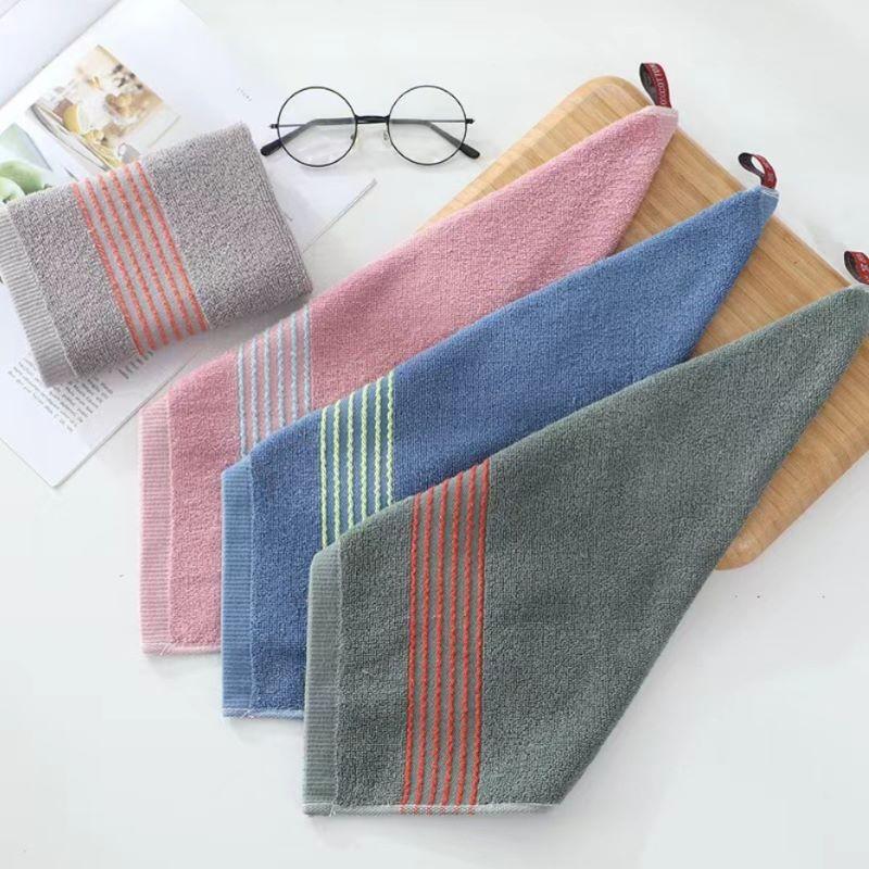 4pcs Cotton Striped Hand Towels Quick Drying Super Absorbent Washcloths Soft Multifunctional Towels 35*35cm(13.78*13.78 Inch)