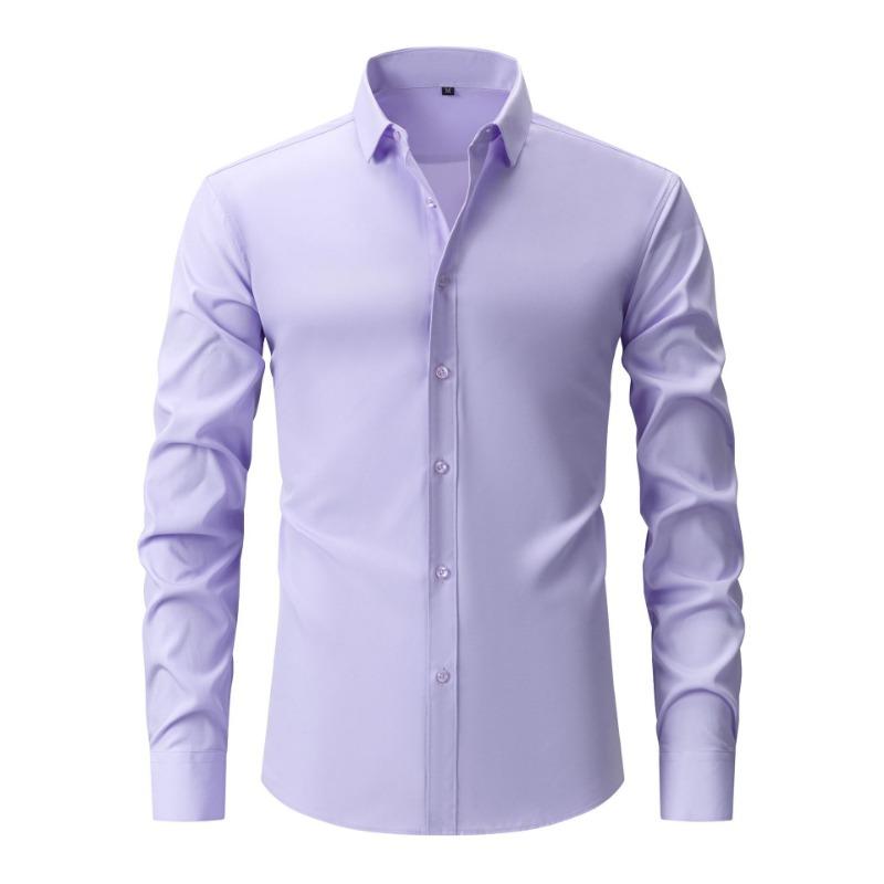 Lightweight Stretch Men's Shirt Long Sleeve Solid Color Fashionable Casual Business Cardigan