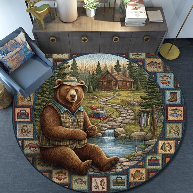 Tappeto Rotondo con Stampa Cartoon, Tappeto per Soggiorno Camera da Letto Divano Sala Giochi Decorazione, Tappetino Antiscivolo