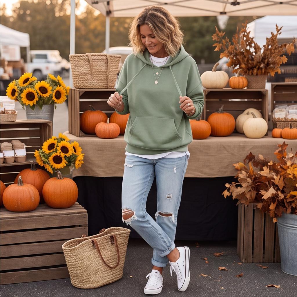 Women's Loose Fit Hoodie with Pockets Casual Long Sleeve Pullover Sweatshirt for Everyday Wear