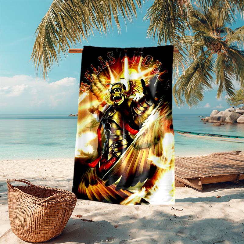 Gang Motorcycle Enthusiasts Hells Angels Motorcycle Club Beach Towel Outdoor Camping Vacation Swimming Beach Towel Outdoor Absorbent Bath Towel Y2