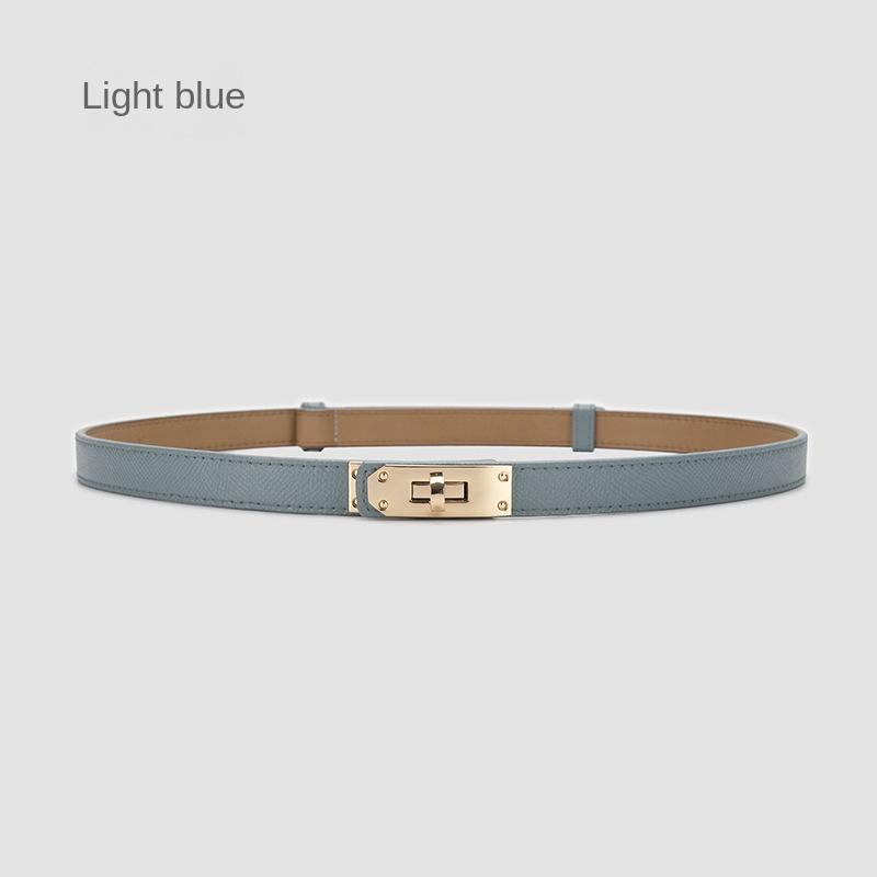 Mary6 Mary All-Match Retro Tailleversieringen Dames Dunne Riem Dames Echt Leer Koreaanse Mode Ceintuur Dunne Riem Dames Jurk 20185-Golden Buckle-Light