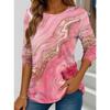 Mode Damen T-Shirts Lässige Langarm Tops Geometrische Grafiken T-Shirts Bluse Rundhals Herbst Winter Streetwear Pullover