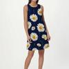 Women's Fashion Beach Dress Sleeveless Round Neck Floral Print Dress