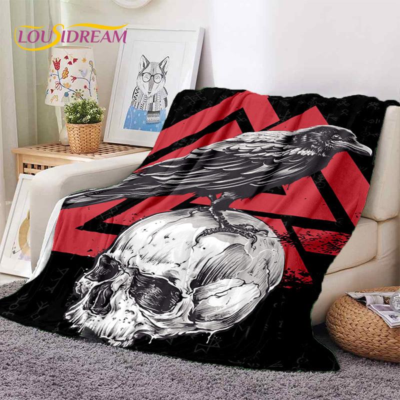 Nordic Viking Odin Valhalla Valknut Soft Blankets,Keep Warm Throw Blanket Comfortable Blanket for Picnic Beds Sofa Home Bedroom