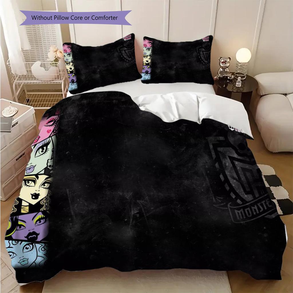 Monster High Fashion Fantasy Bedding (1 * duvet cover + 2 * pillowcase, without core) 2D Flat Soft and comfortable Christmas birthday gift