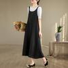 Real shot summer new cotton and linen literary and retro loose sleeveless strap dress women