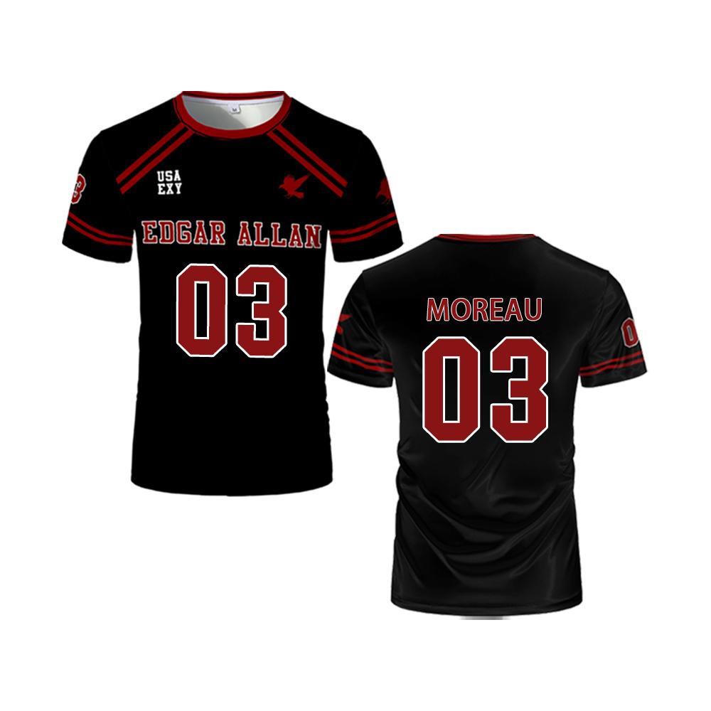 

2025 Новый Foxhole Court Edgar Allan Ravens Lacrosse Jersey Косплей Рико Морияма 3D Футболка All For The Game Детская форма L
