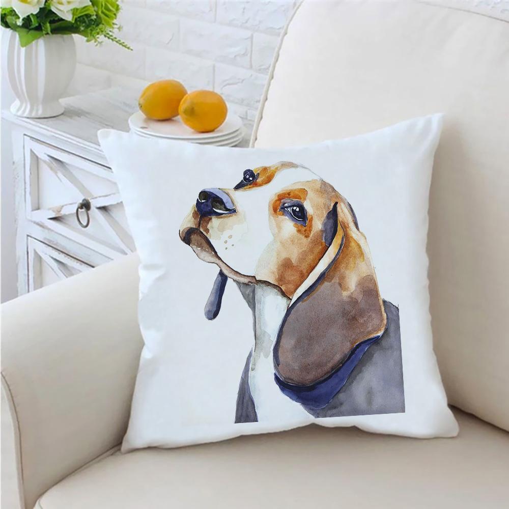 Cute Beagle Pet Dog Print Pattern Cushion Cover Home Living Room Sofa Decoration Throw Pillow  45 * 45cm