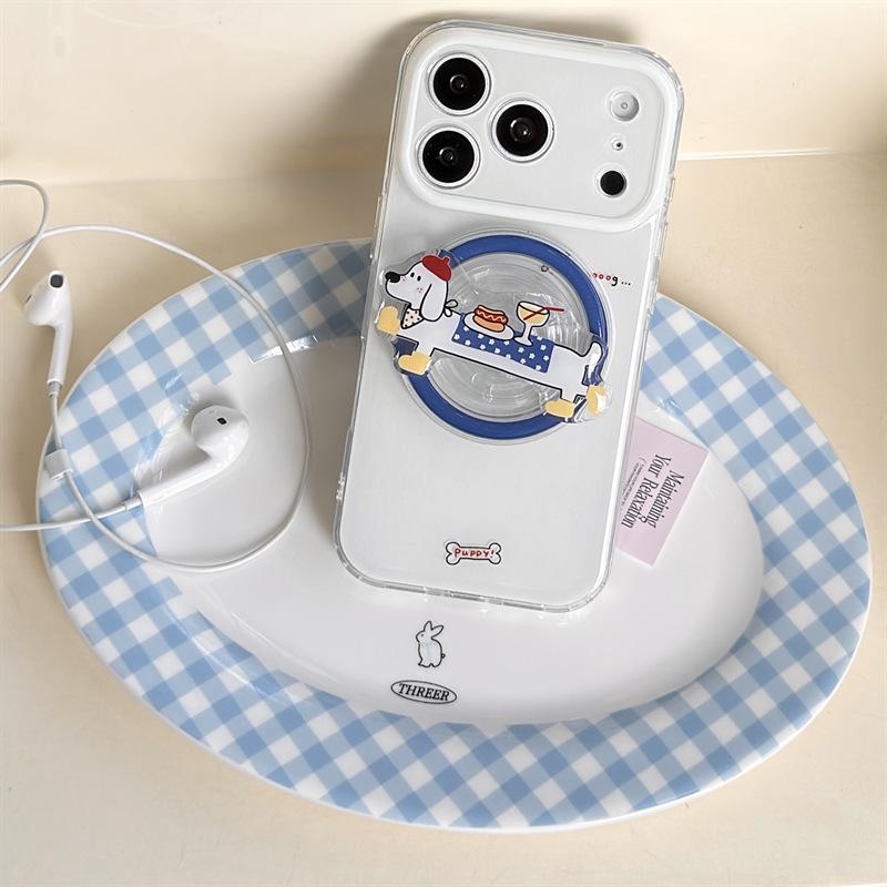 Adorable Sausage Dog Magnetic Stand for iPhone 17/16 Pro Max/15 Pro - Premium Feel Case