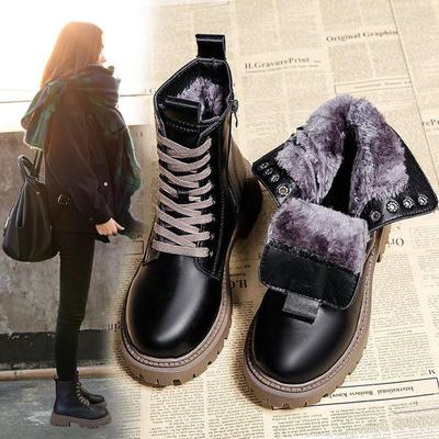 2025 Winter Warm Short Boots Warm Non-slip Boots Women Leather Snow Boots Female New Plush Thickened Cotton Women's Shoes High
