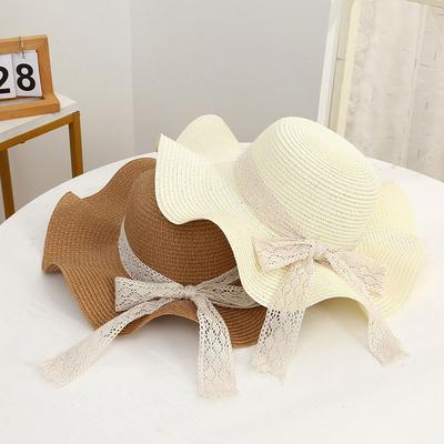 Fashion Uv Protection Women Sun Hat Wide Brim Bow Ribbons Summer Beach Hat Foldable Breathable Travel Straw Cap