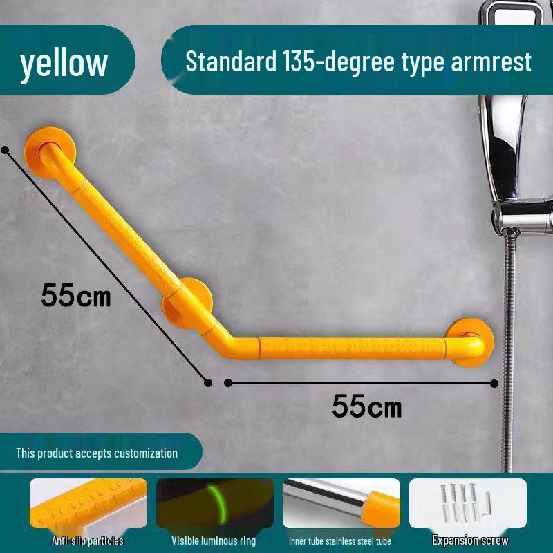135° Anti-Slip Stainless Steel Bathroom Grab Bar for Elderly - Accessible Stair & Toilet Handrail