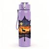 1PC Burning Autumn Maple Leaf 750ml Color Plastic Sports Water Bottle Leakproof Flip Straw Lid Suitable for Sports Office Home Use