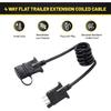 Oyviny 4 Way Flat Trailer Extension Coiled Cable 3 Feet Stretchable 18AWG Vehicle-Side And Trailer-Side 4-Pin Trailer Wiring Harness Pure Copper