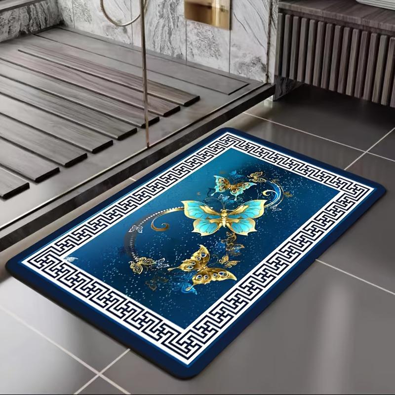 Moderna Fjärilsdörrmattor för Badrum, Superabsorberande Duschmattor, Halkfria Entremattor, Kiselgursmattor för Hemmet, Sovrumsinredning