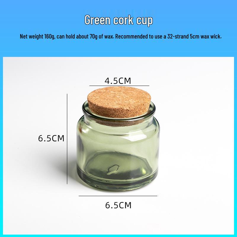 Transparent Green Tea Scented Candle Holder with Cork Lid - High-Temperature Resistant Glass