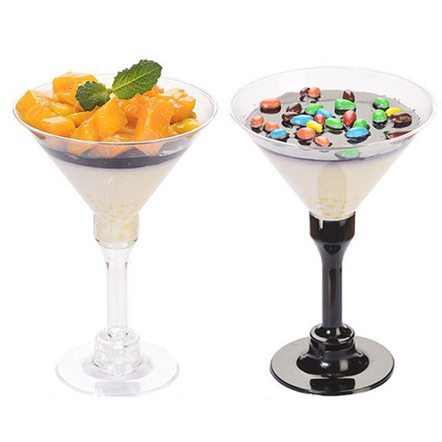 Lotus Pudding Mousse Jelly Dessert Cup - High-Stemmed Transparent PS Hard Plastic Disposable Cup for Ice Cream and Cocktails